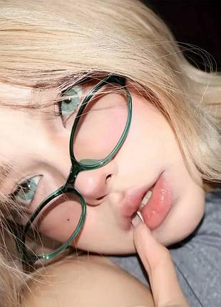 Окуляри  y2k lolita bayonetta office siren компʼютерні з чорно-зелена оправою вінтаж нульові