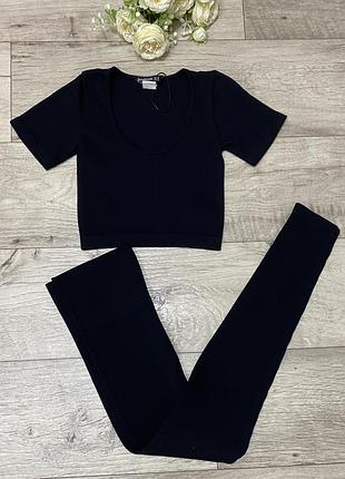 Сборный спортивный комплект в рубчик, костюм stradivarius, р.xs-s