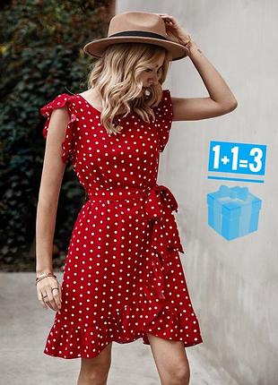 Сукня в горошок з поясом shein l