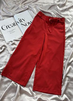 Кюлоти, штани жіночі широкі з поясом, хс, червоні