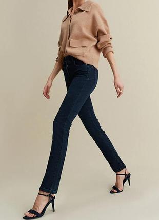 🎁1+1=3 фірмові темно-сині завужені мом mom джинси стрейч висока посадка justfab, розмір 44 - 46