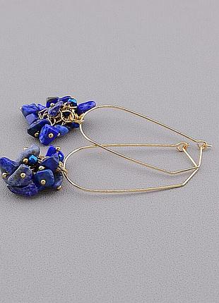 096170 серьги 'stainless steel' лазурит,чешский хрусталь