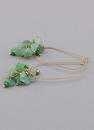 096171 серьги 'stainless steel' нефрит,чешский хрусталь