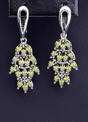 045302 серьги 'fj' фианит (родий)