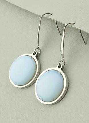 062370 серьги 'stainless steel' лунный камень
