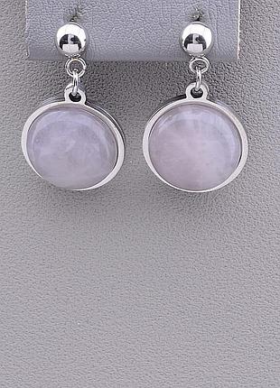 062293 серьги 'stainless steel' розовый кварц