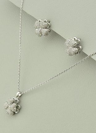 108648 подвеска+серьги 'saiya' фианит 40 см. (родий)