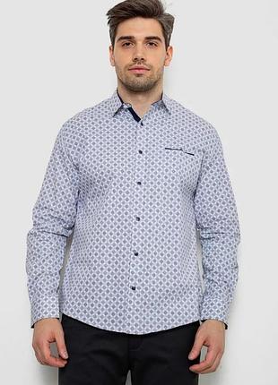 Сорочка чоловіча з принтом, колір біло-синій, 214r7166