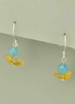 114027 серьги цитрин серебро(925)