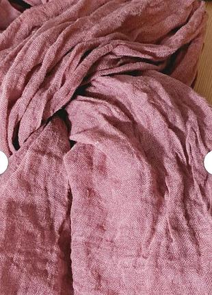 Величезний лляний шарф ефект мʼятості zara old pink льон віскоза