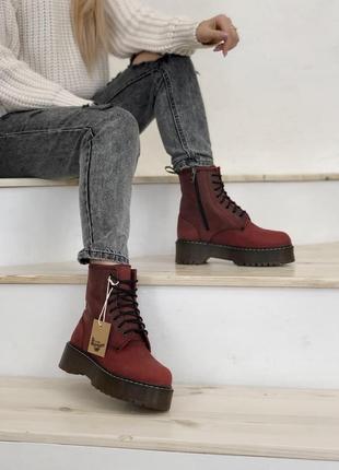 Dr.martens jadon red fur🆕 шикарні черевики доктор мартінс 🆕 купити накладений платіж