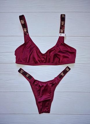 Шикарний комплект білизни зі стразами victoria's secret оригінал