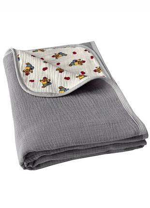 Плед детский lovely svi хлопок муслин 100 х130 см - двусторонний - серый