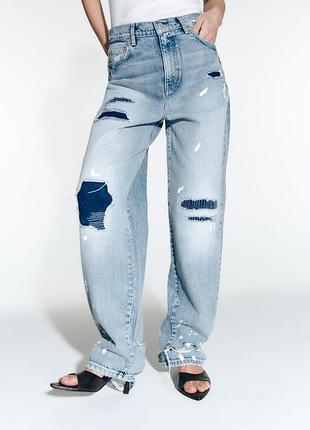 Джинси zara із плямами фарби