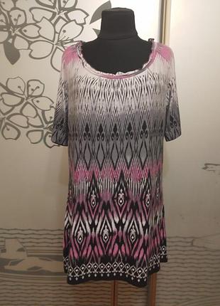 Брендовая трикотажная вискозная блуза футболка большого размера