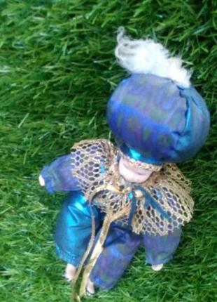 Восточный принц арлекин кукла фарфоровая в одежде винтаж интерьерная7 фото