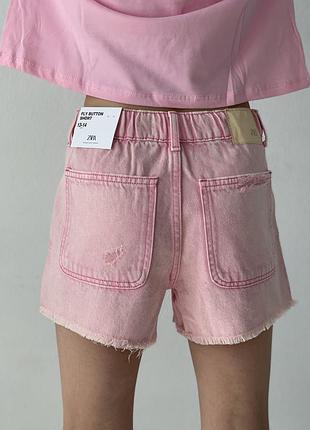 Рожеві джинсові шорти zara 3