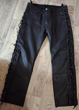 Штани чоловічі шкіряні байкерські