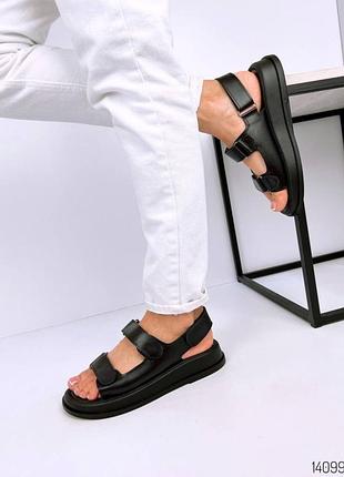 Чорні шкіряні босоніжки 36, 38, 40 розміру