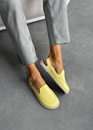 Жіночі сабо із натуральної замші жовтого кольору barefoot 🦶🏻 11498