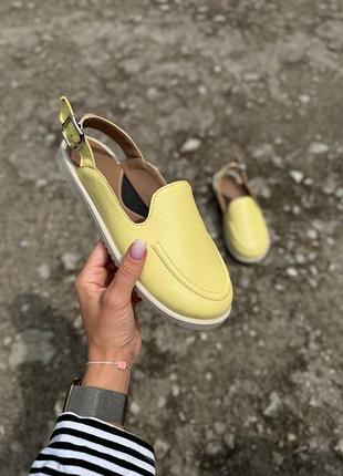 Жіночі сабо із натуральної замші жовтого кольору barefoot 🦶🏻 11498