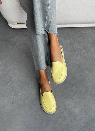 Жіночі сабо із натуральної замші жовтого кольору barefoot 🦶🏻 11498