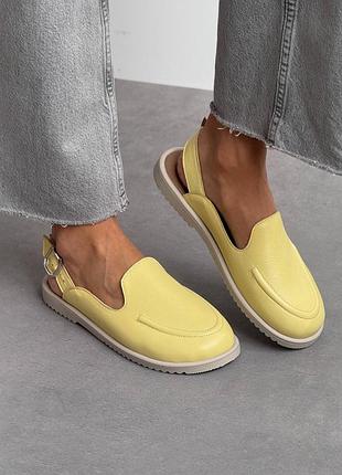 Жіночі сабо із натуральної замші жовтого кольору barefoot 🦶🏻 11498