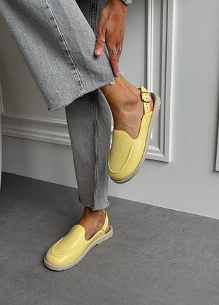 Жіночі сабо із натуральної замші жовтого кольору barefoot 🦶🏻 11498