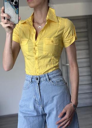 Рубашка женская короткий рукав желтая