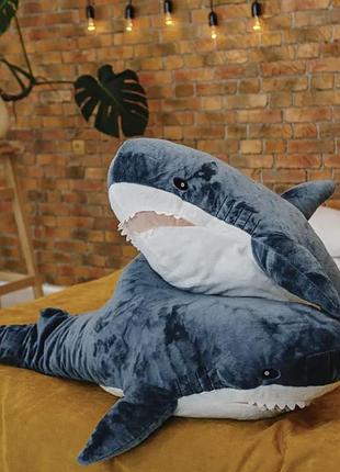 Большая плюшевая акула 60 см из shark ikea игрушка обнимашка из икеи плюшевая