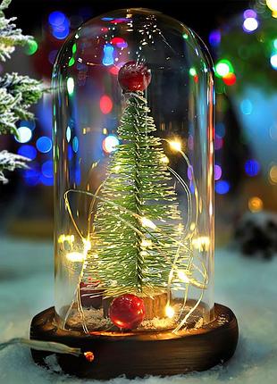 Декоративная новогодняя елка в колбе с подсветкой со светодиодной гирляндой ∙ рождественский ночник
