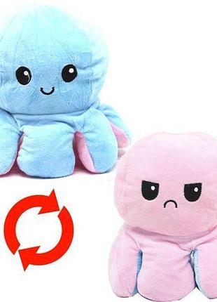 Уценка. игрушка-перевёртыш "mood octopus" большой, розовый  - немного грязная синяя сторона
