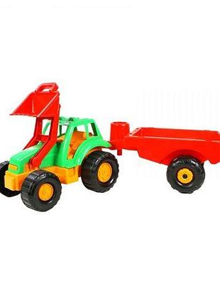 Машинка "трактор" с прицепом (салатовая)