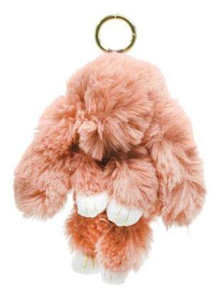 Брелок меховой "зайка", нежно-персиковый