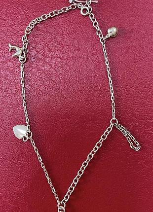 Срібний браслет на ногу з підвісками 24,0 см.