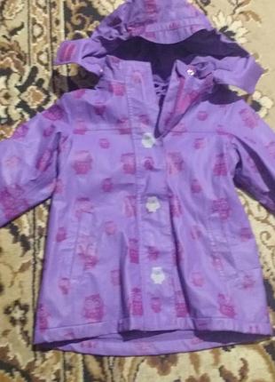 Куртка 110-116см на флисе непромокаемая дождевик совушки