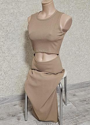 Летнее длинное платье с разрезом pretty garden.