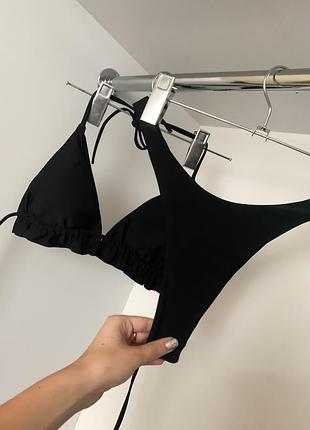Белый красный черный раздельный купальник шторки треугольник с рюшками рюшами завышенные стринги