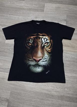 Чоловіча чорна футболка wild з принтом розмір l