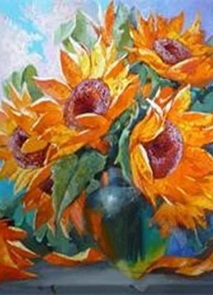 Набор для творчества со стразами на подрамнике. букет подсолнухов 40х50см