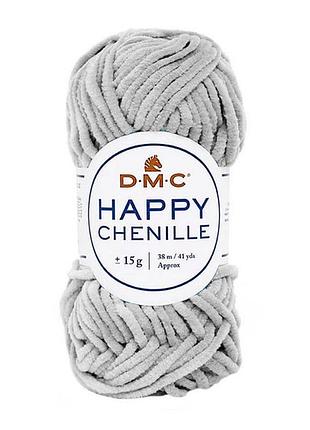 Пряжа плюшевая 15г. happy chenille для амигуруми, серая.