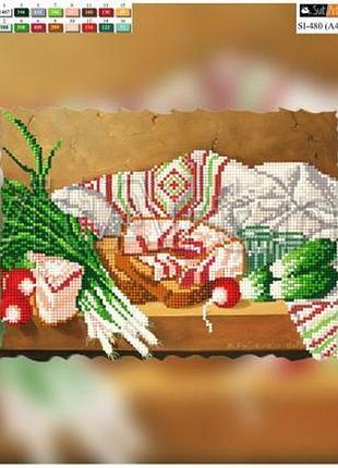 Схема для вишивання бісером на полотні з підрамкою. сільський натюрморт 1.