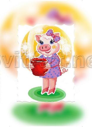 Схема для вишивання бісером на полотні з підрамкою. свинка