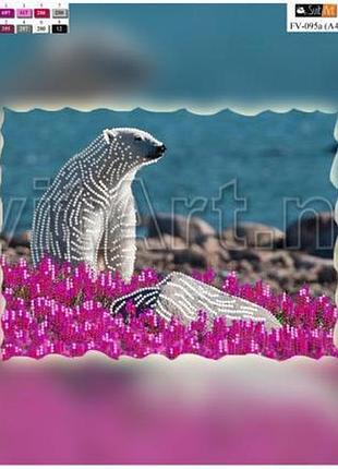 Схема для вишивання бісером на полотні з підрамкою. білий ведмідь