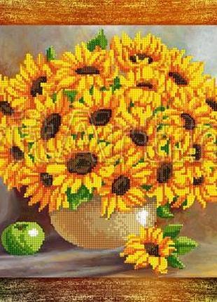 Схема для вишивання бісером на полотні з підрамкою. соняшники.