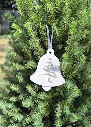 Гіпсова заготівка для новорічної іграшки, дзвіночок із ялинкою.