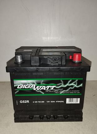 Gigawatt аккумулятор 52ah 470a r (правый+ евро)