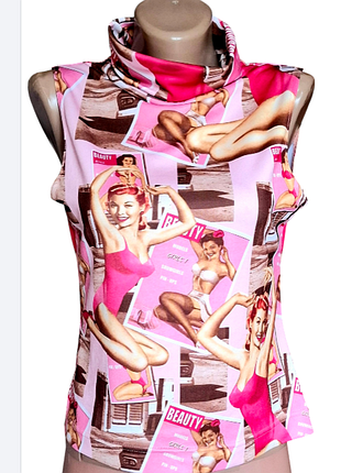 Гольф американка без рукавов принт в стиле пин ап размер l