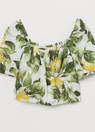 Літня блуза топ з лимоном h&m на плечах