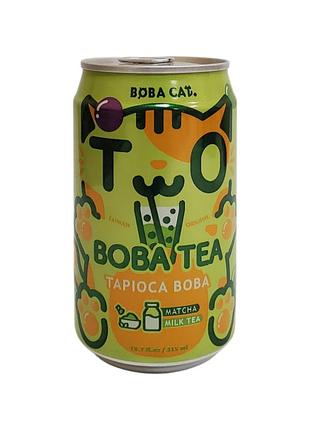 Купити напій газований чай бабл зі смаком матчі та тапіоки boba cat 315 мл – японський зелений чай